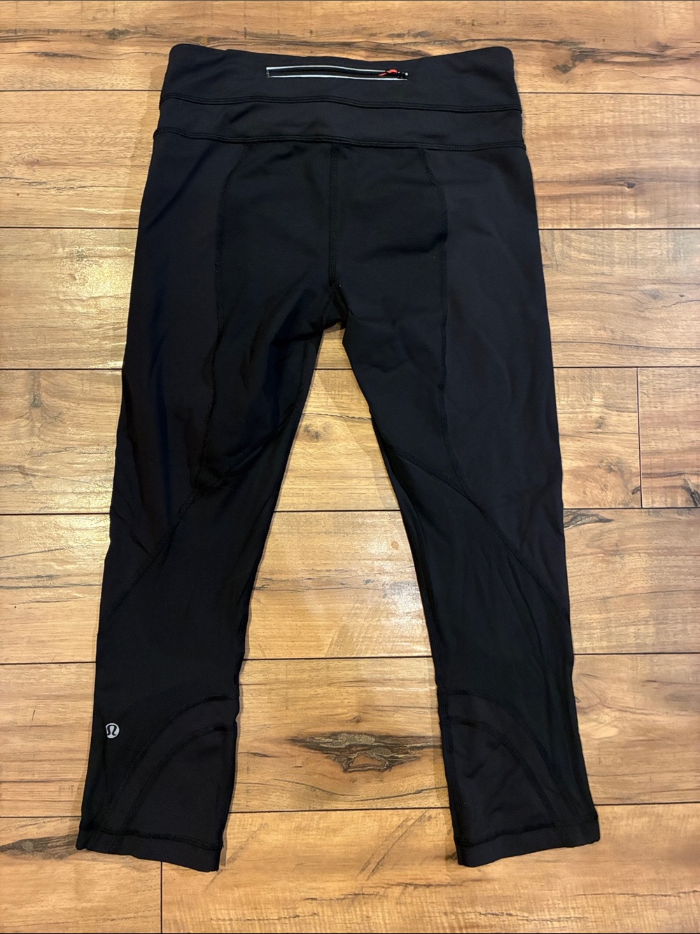 lululemon athletica Running Black Capri Leggings with Back Zip Pocket
